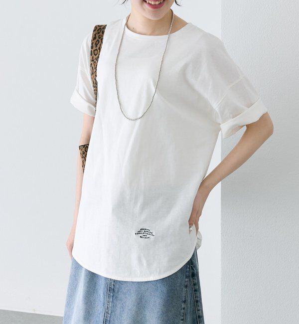  「【汗ジミ防止加工】ワンポイントロゴ刺繍Tシャツ」|プルオーバー|