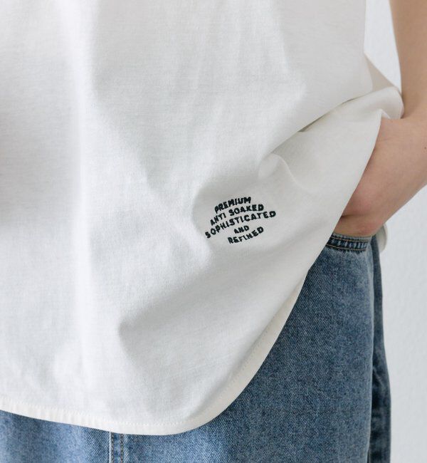  「【汗ジミ防止加工】ワンポイントロゴ刺繍Tシャツ」|プルオーバー|