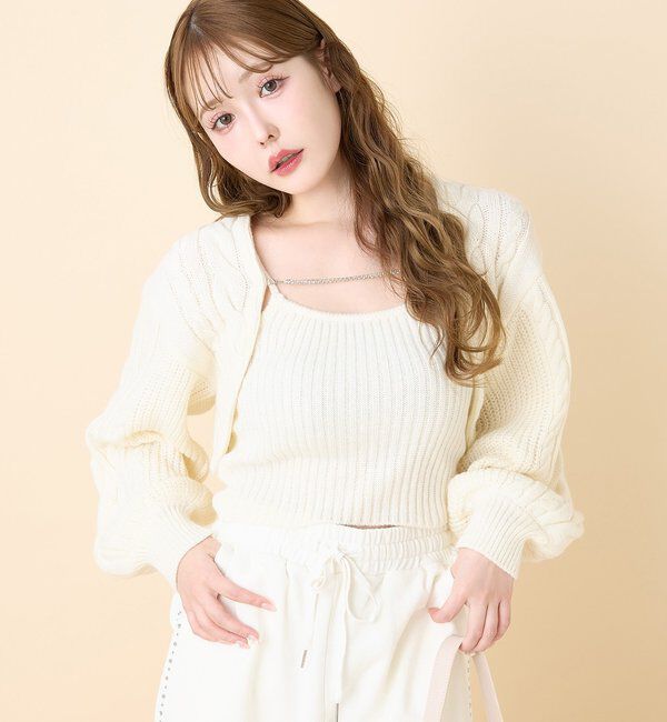  「ケーブルニットアンサンブル」|ニット・セーター|