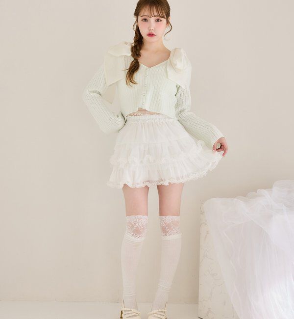  「肩リボン取り外し可能カップ付きシャーリングインナー」|プルオーバー|