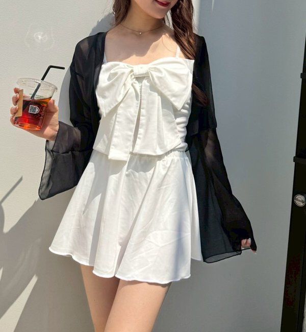  「swimwear/フロントリボン羽織りSET(4点セット)」|その他|オフホワイト