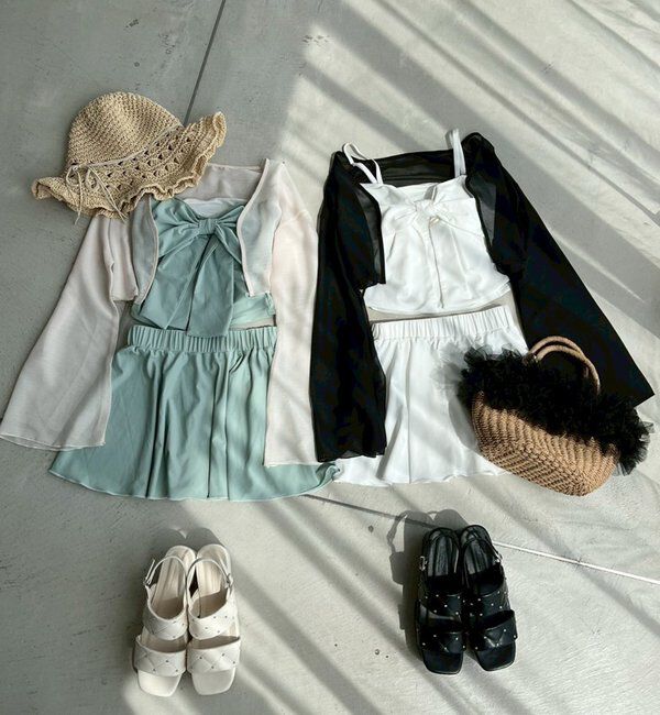  「swimwear/フロントリボン羽織りSET(4点セット)」|その他|