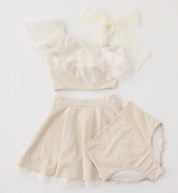  「swimwear/肩リボンワンショル+フレアミニスカート(3点セット)」|その他|