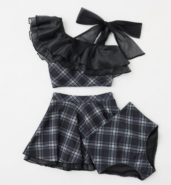  「swimwear/肩リボンワンショル+フレアミニスカート(3点セット)」|その他|