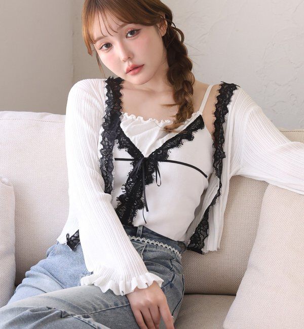  「レース付きニットビスチェ」|ニット・セーター|