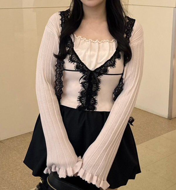 「レース付きニットビスチェ」|ニット・セーター|