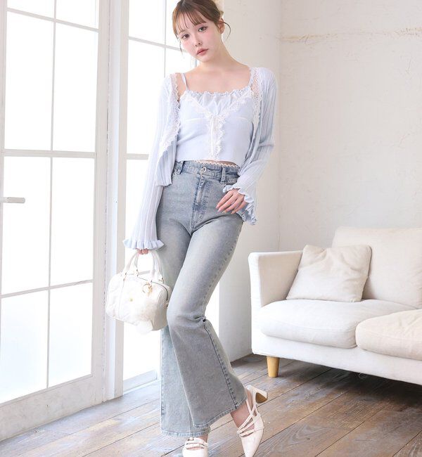  「レース付きリブカーディガン」|ニット・セーター|