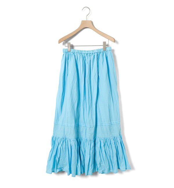 MARMARMAR「MARMARMAR レース切り替えタックボリュームスカート」|スカート|ライトブルー