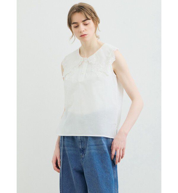 MARMARMAR「MARMARMAR レースカラーノースリーブシャツ」|シャツ・ブラウス|