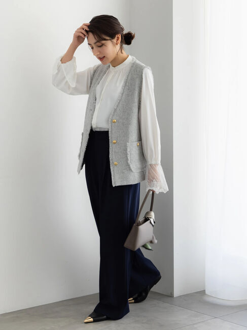 Te chichi「【セレモニーアイテム】ツイードVネックジレ」|ダウンベスト・ベスト|