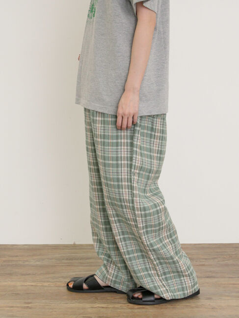 Samansa Mos2「【Cross&times;Linen】サス付パンツ」|その他|グリーン