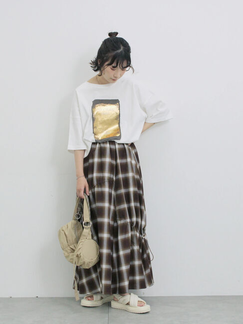 Samansa Mos2 blue「◎箔プリントTシャツ」|Tシャツ・カットソー|