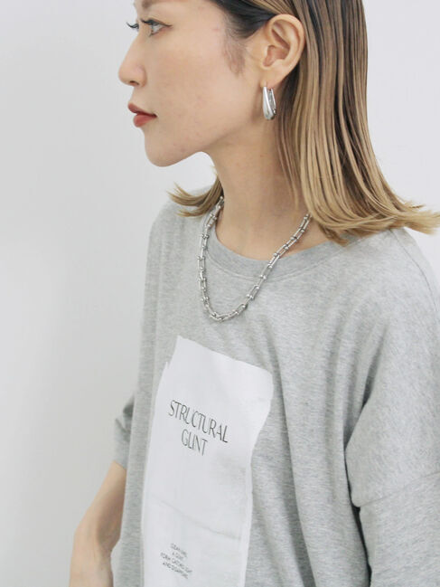 Samansa Mos2 blue「◎箔プリントTシャツ」|Tシャツ・カットソー|