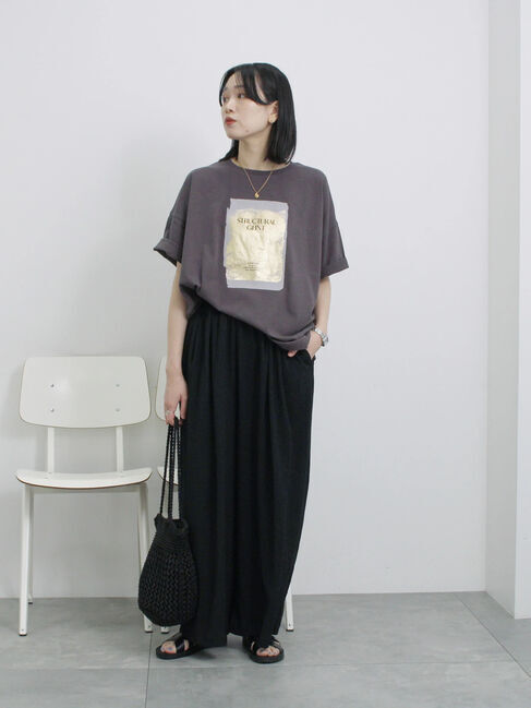 Samansa Mos2 blue「◎箔プリントTシャツ」|Tシャツ・カットソー|