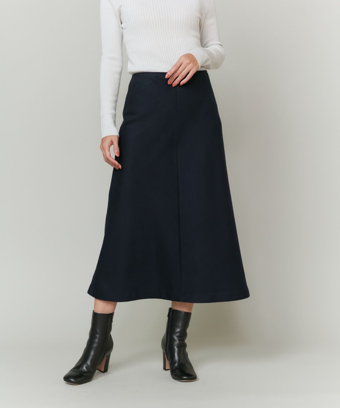 INED「《大きいサイズ》カシミヤAラインスカート《大草直子コラボ》《COLOMBO》」|フレア|