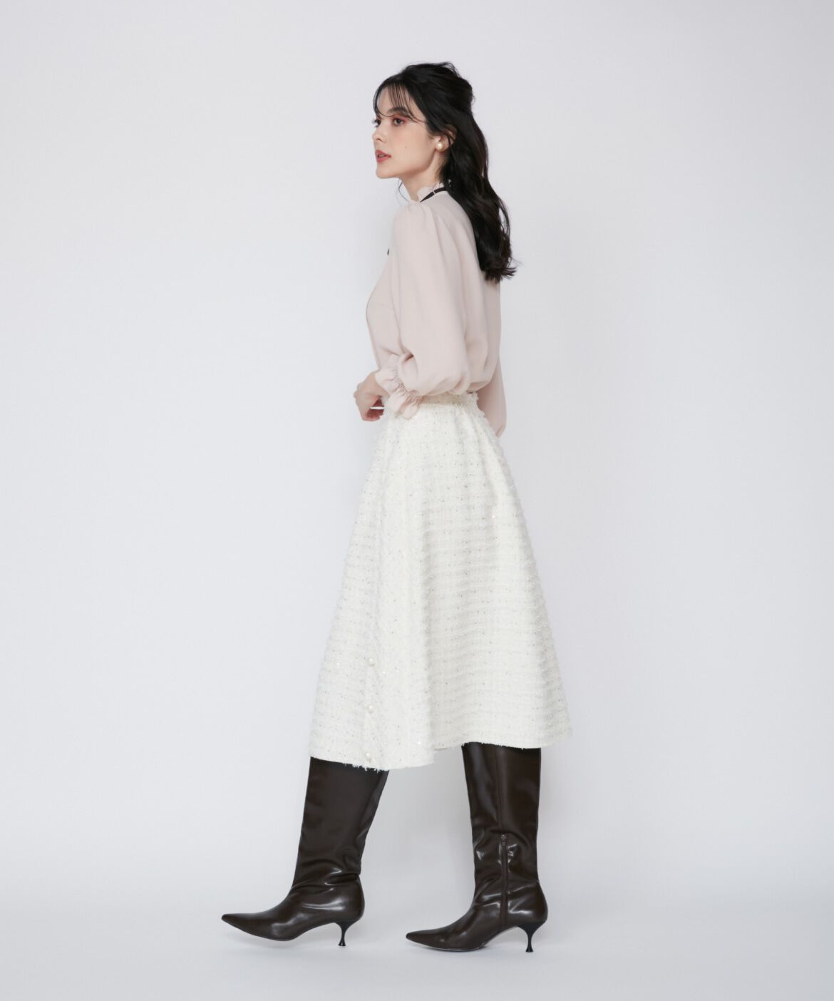 Maglie le cassetto「《M Maglie le cassetto》ラメスパンコールツイードスカート」|フレア|