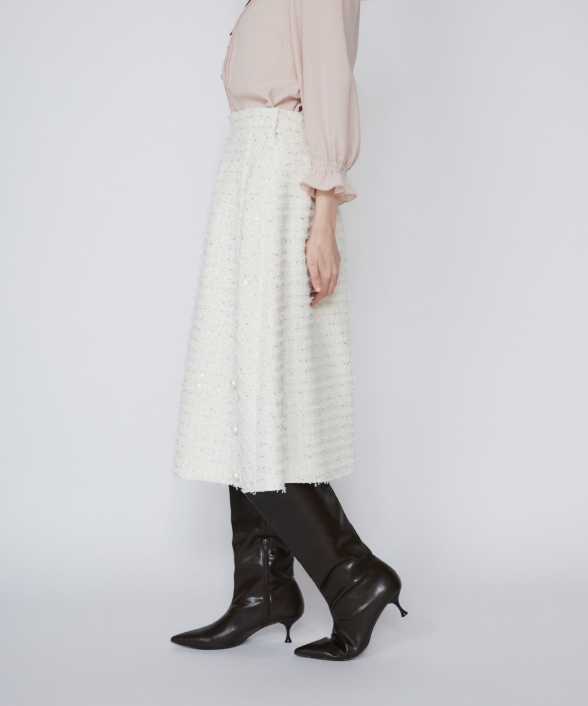 Maglie le cassetto「《M Maglie le cassetto》ラメスパンコールツイードスカート」|フレア|