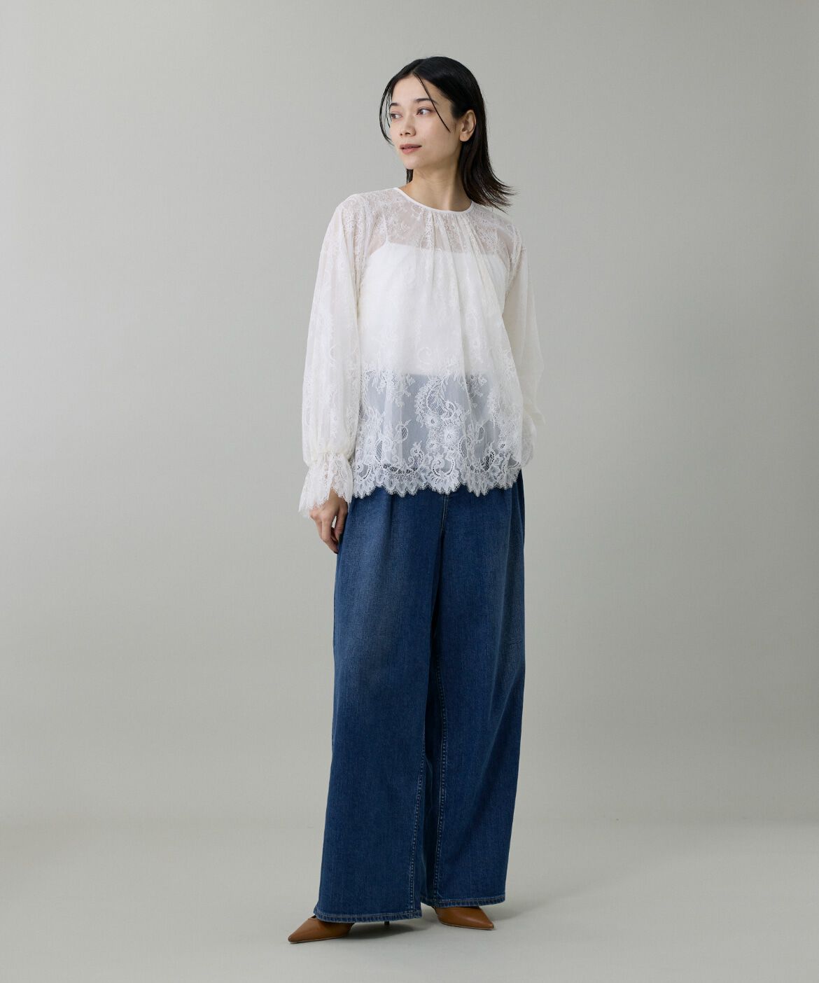 INED「INED別注 ツータックワイドデニム Lemongrass《Healthy DENIM》」|デニム|