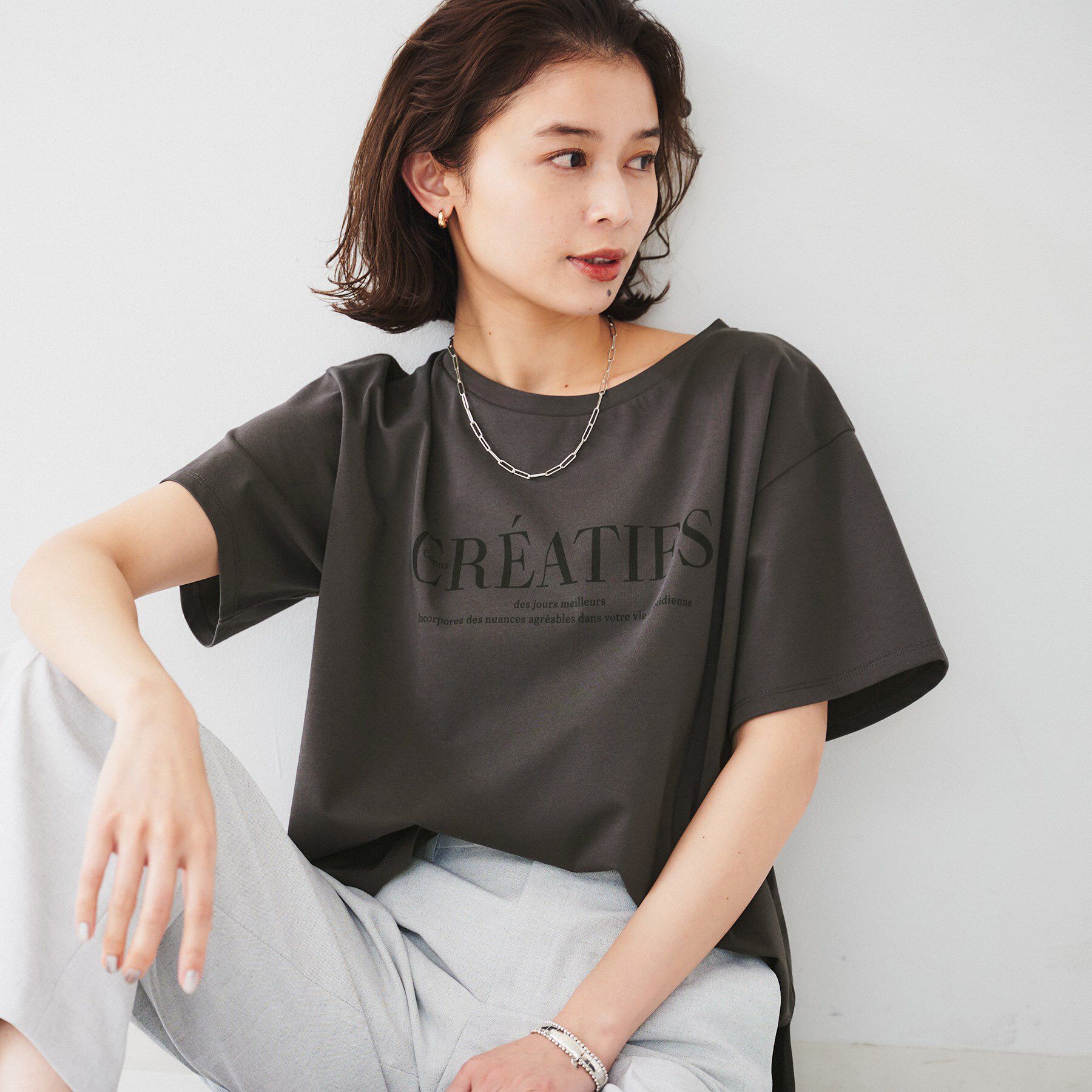 UNTITLED「ロゴTシャツ」|Tシャツ・カットソー|チャコールグレー(1