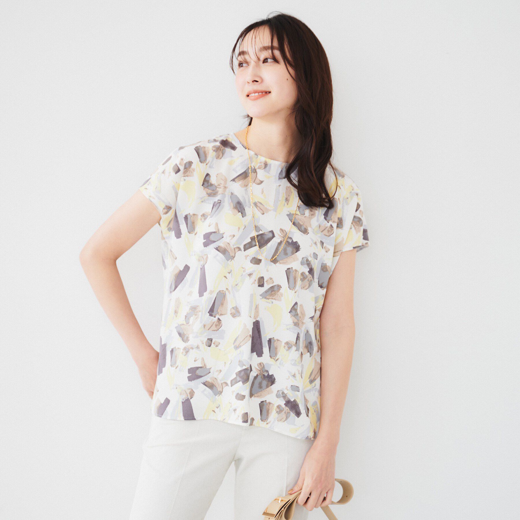 UNTITLED「【オンオフ使える/手洗い可】ペイントプリントブラウス」|シャツ・ブラウス|