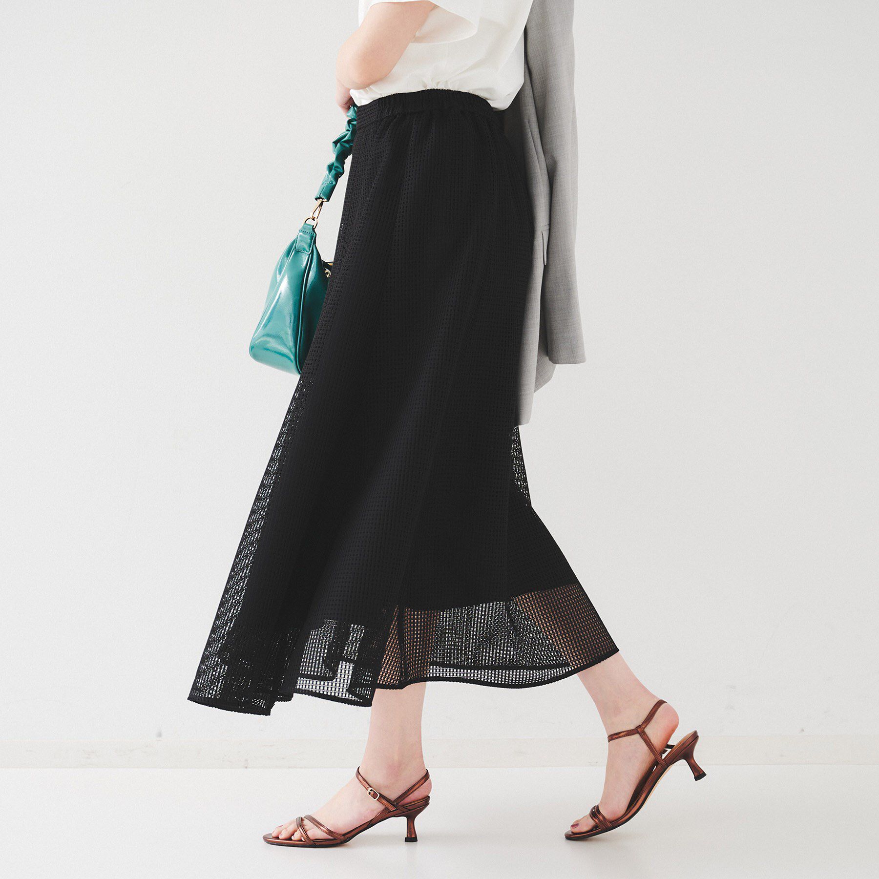 UNTITLED「【手洗い可/トレンド】メッシュフレアスカート」|スカート|