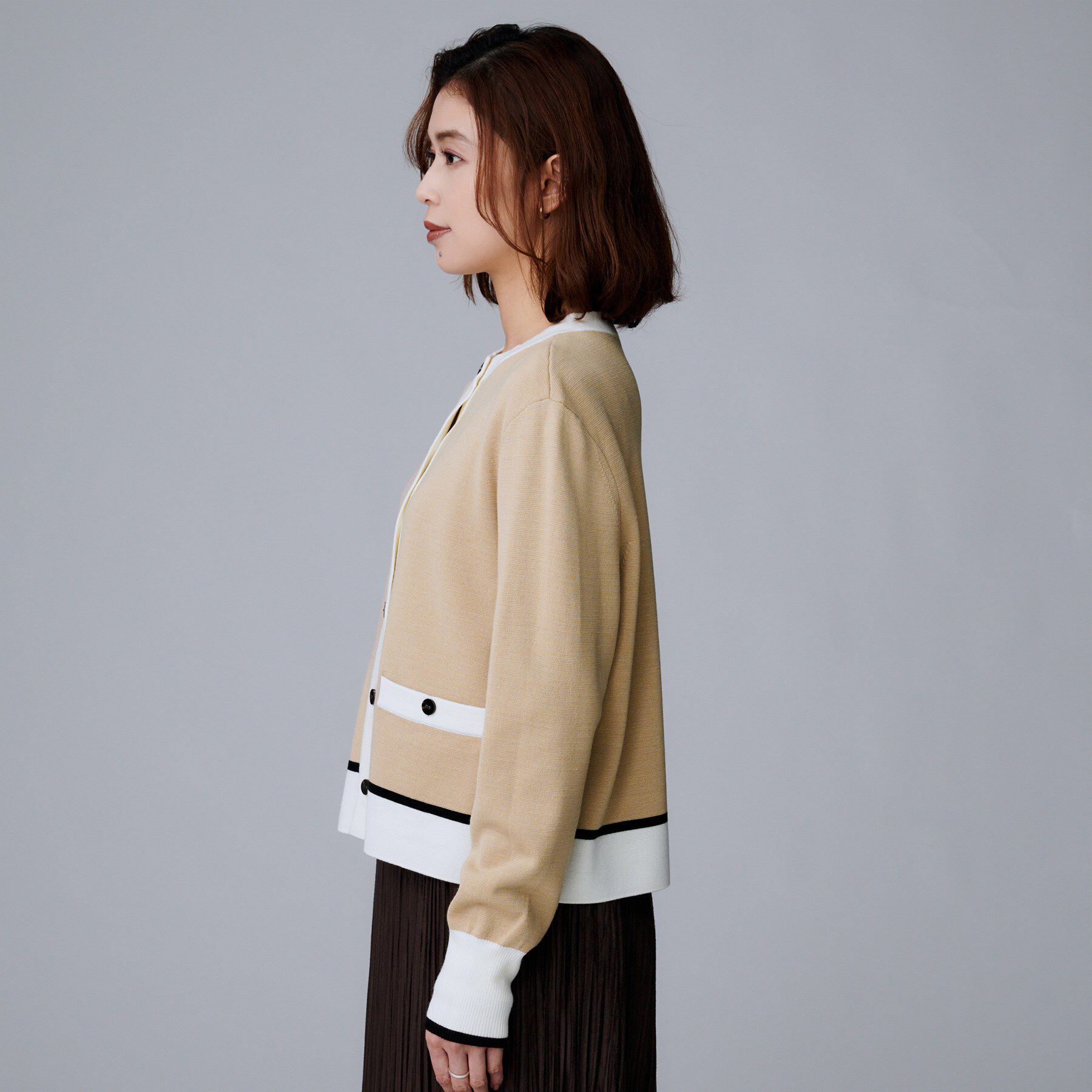 UNTITLED「【アンサンブル可/ジャケット風】ウールミラノリブカーディガン」|カーディガン|