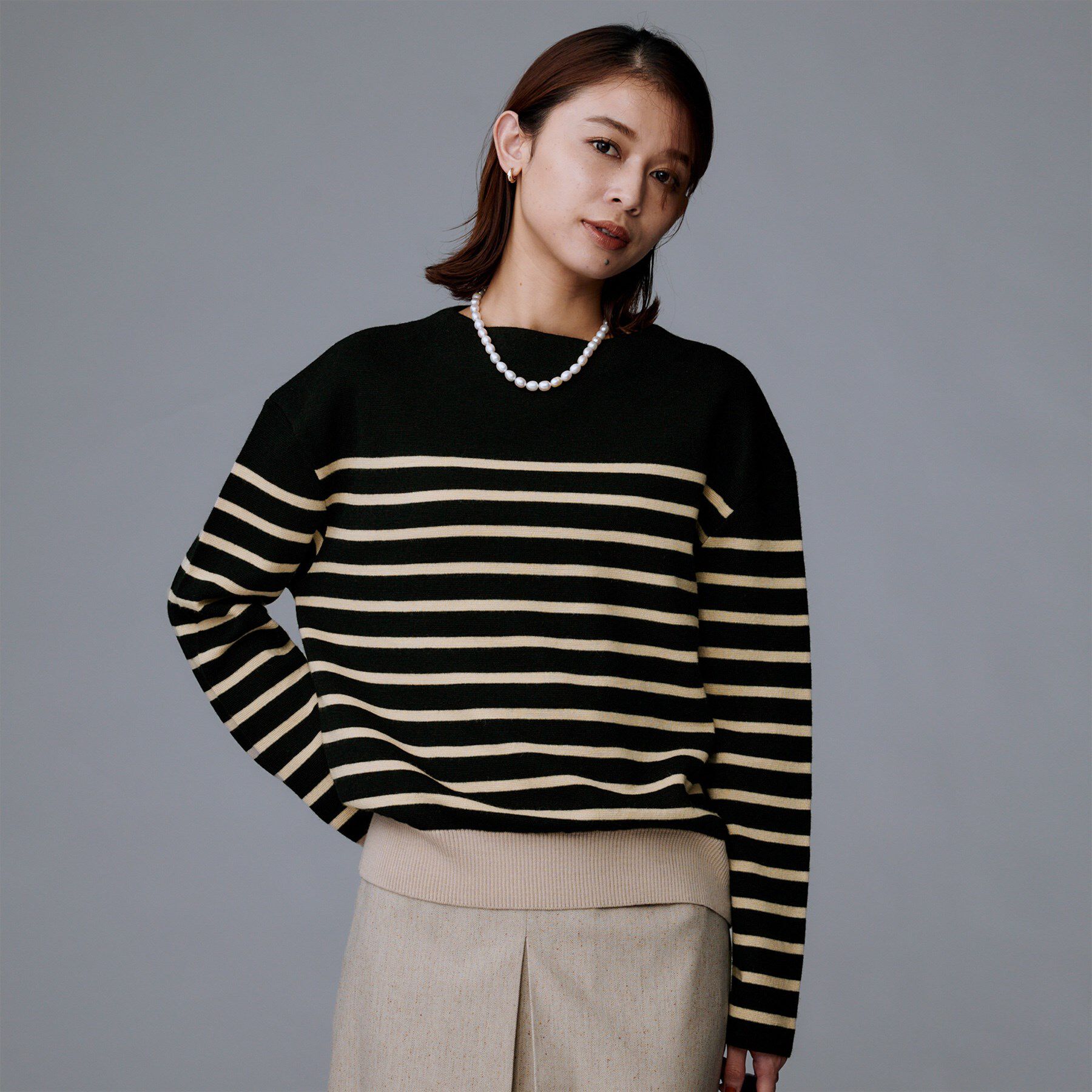 UNTITLED「【洗える】モックネックミラノリブニット」|ニット・セーター|