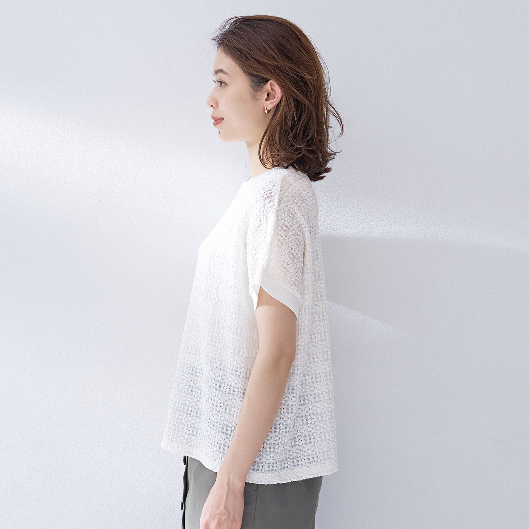 UNTITLED「【洗える/シアー】ミニヨンレースプルオーバー」|Tシャツ・カットソー|