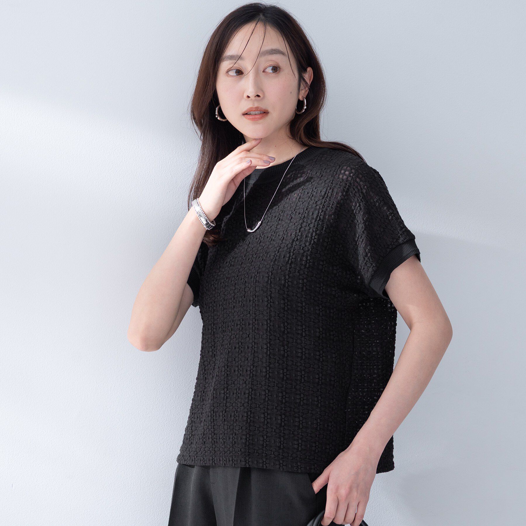 UNTITLED「【洗える/シアー】ミニヨンレースプルオーバー」|Tシャツ・カットソー|