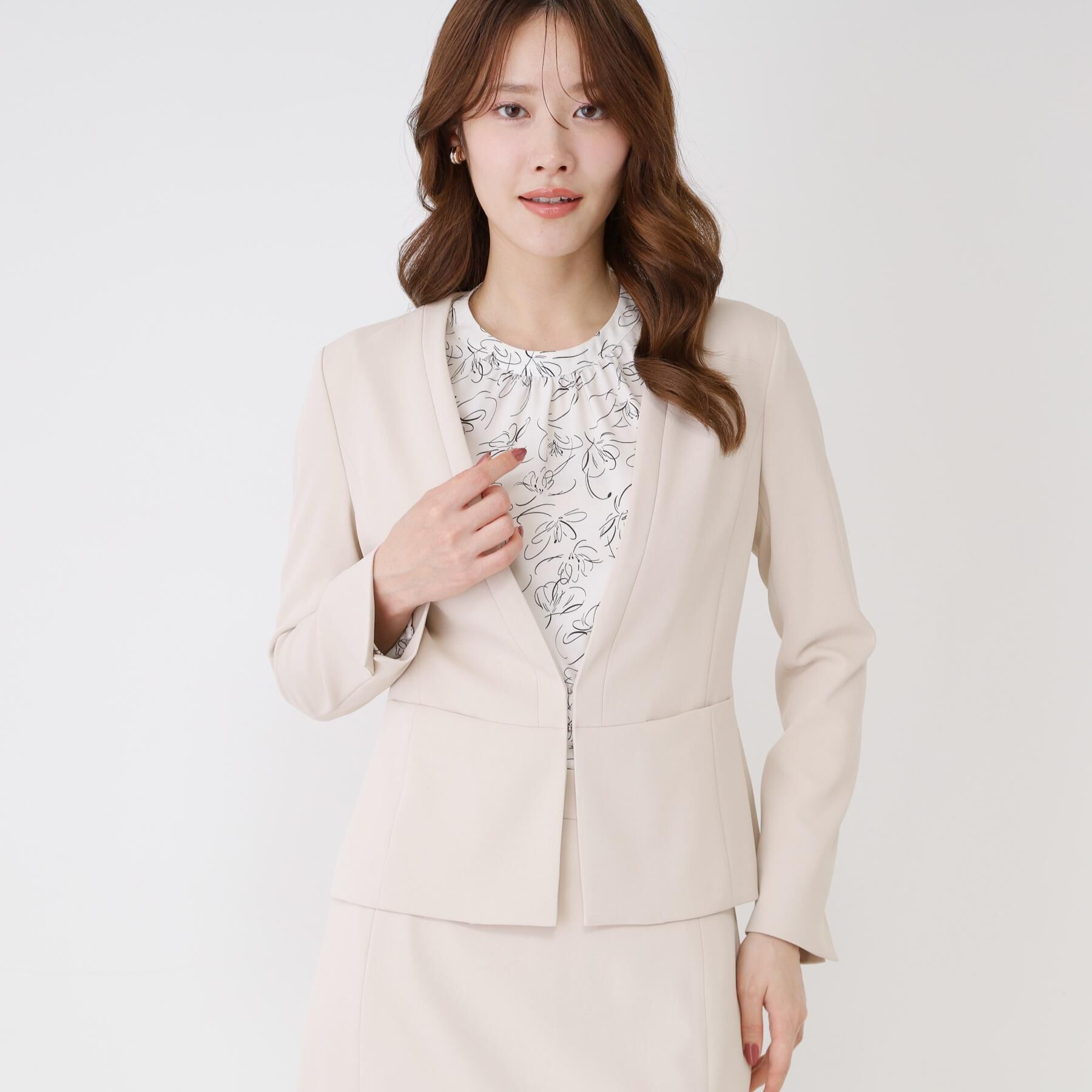 COUP DE CHANCE「【手洗い可／日本製／スーツ可】カラーレスジャケット」|ノーカラージャケット|