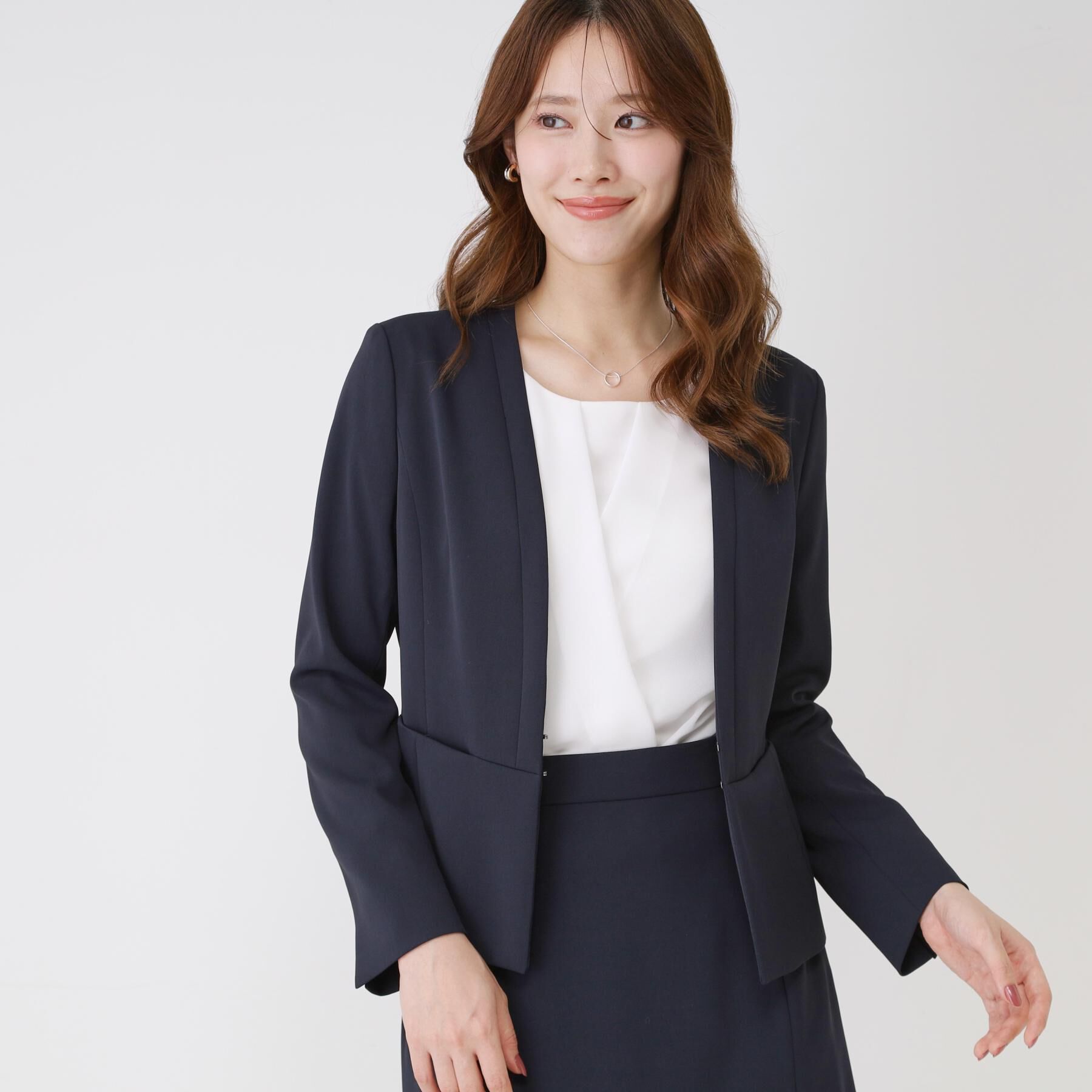 COUP DE CHANCE「【手洗い可／日本製／スーツ可】カラーレスジャケット」|ノーカラージャケット|