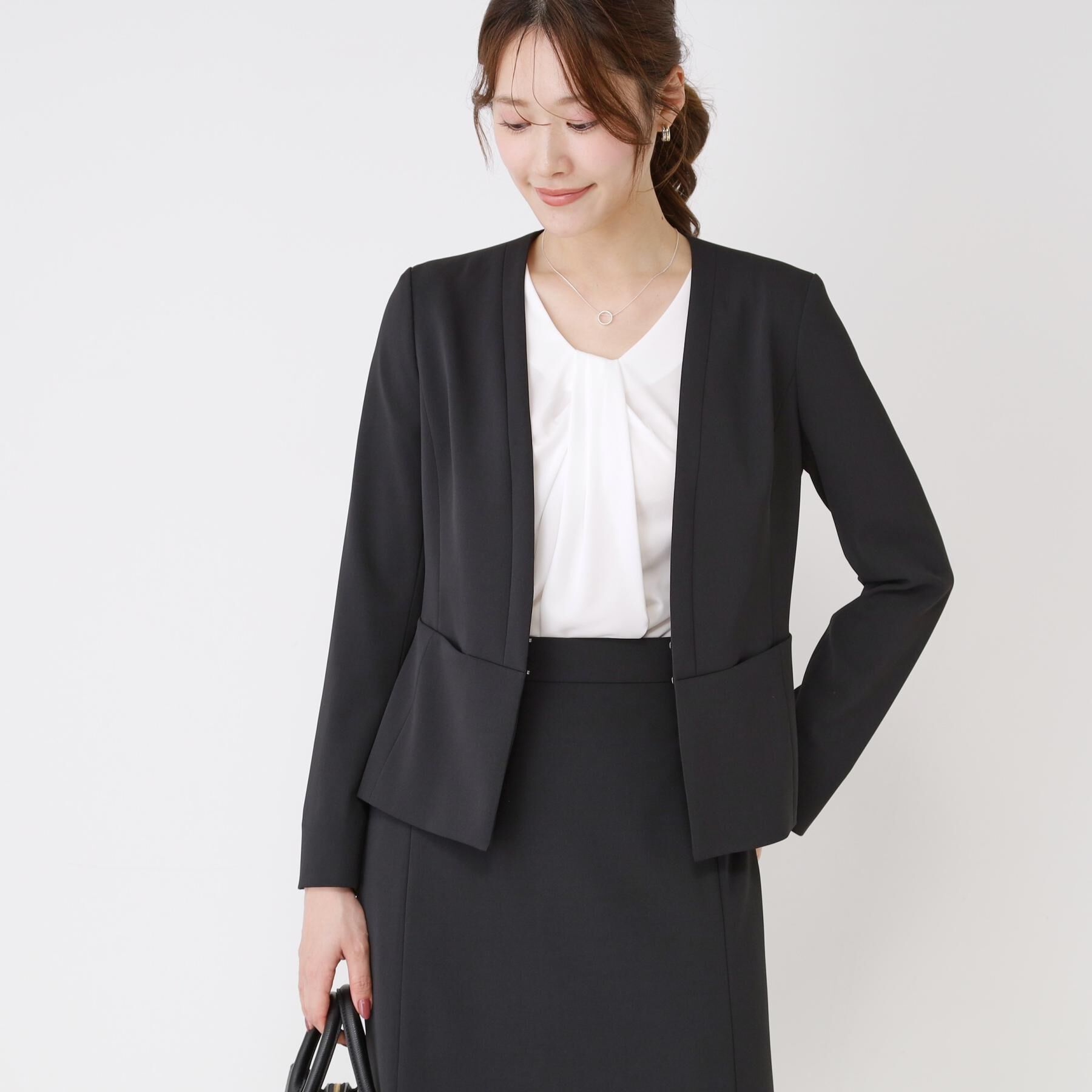 COUP DE CHANCE「【手洗い可／日本製／スーツ可】カラーレスジャケット」|ノーカラージャケット|