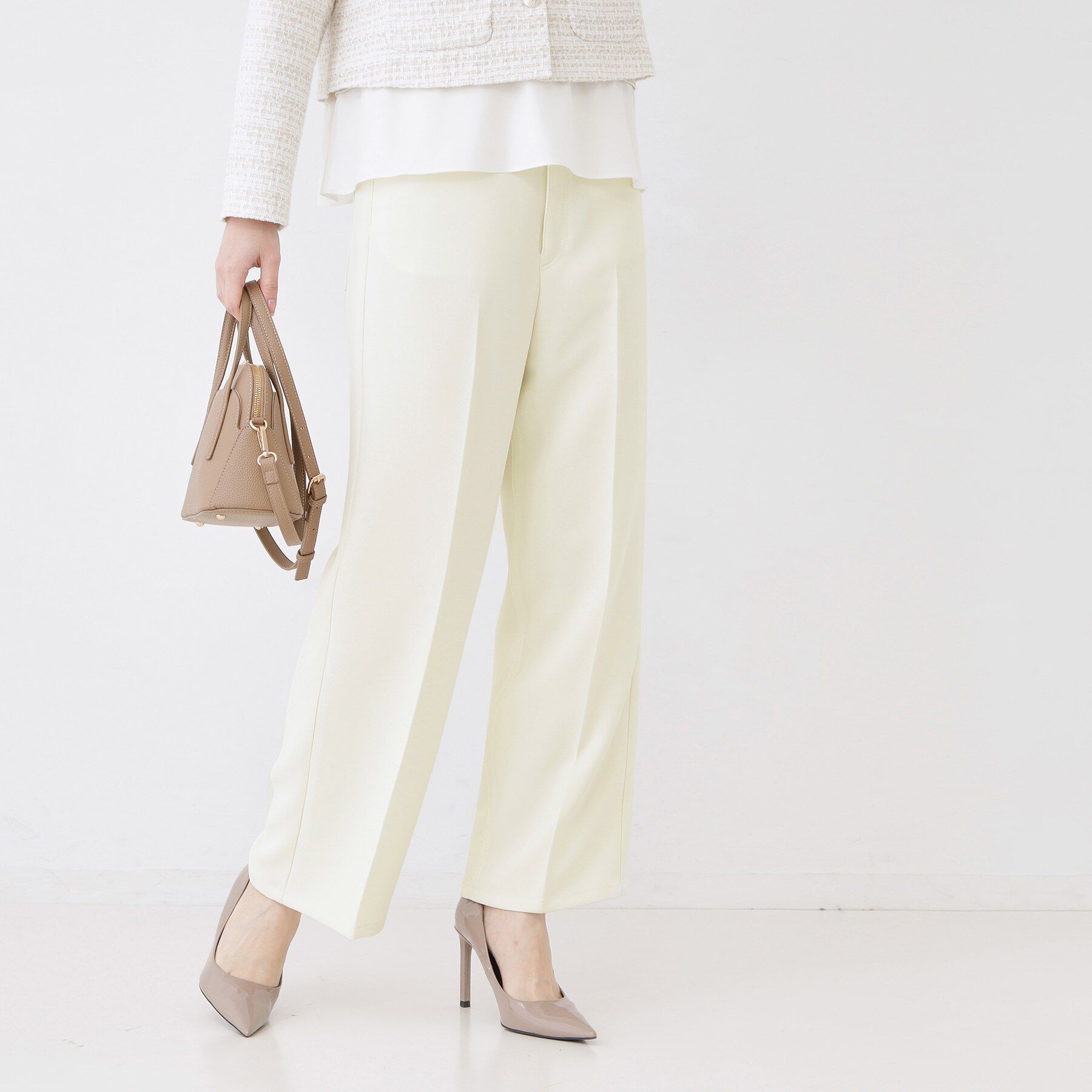 COUP DE CHANCE「【洗える】デニム調ストレートワイドパンツ」|その他|ホワイト(001)