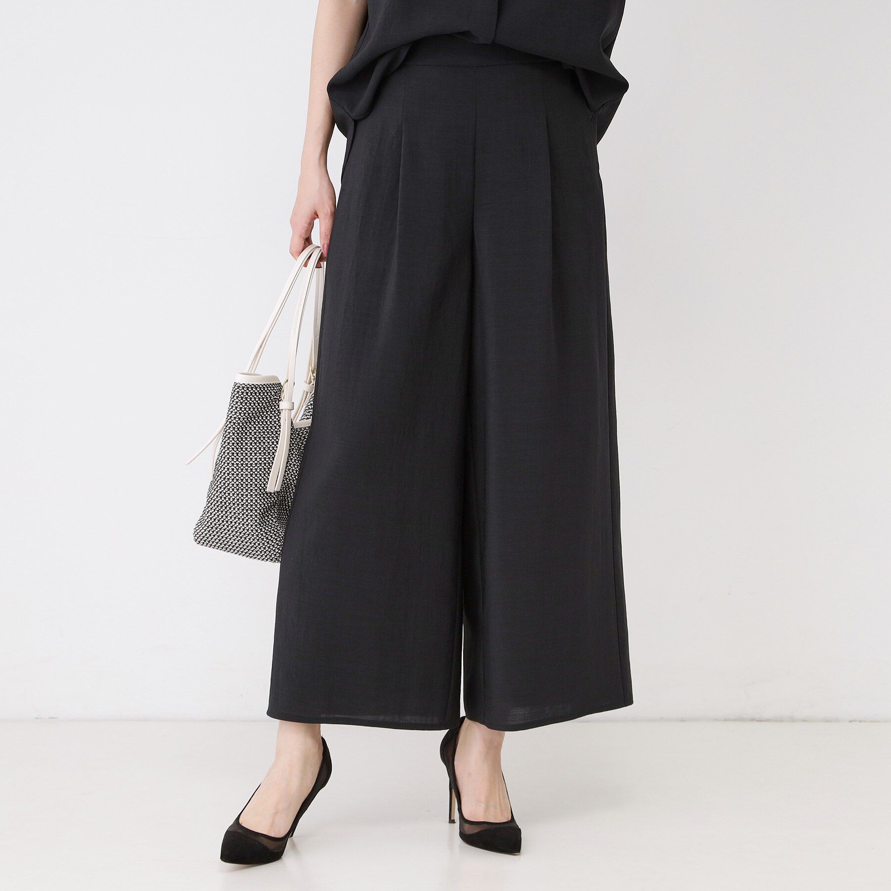 COUP DE CHANCE「【手洗い可／セットアップ可】リラクシーワイドパンツ」|その他|ブラック(019)