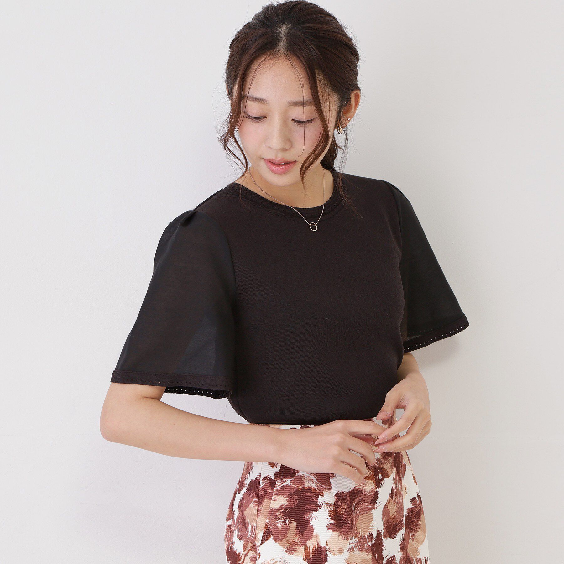 COUP DE CHANCE「【手洗い可／日本製】シアースリーブニット」|ニット・セーター|ブラック(019)