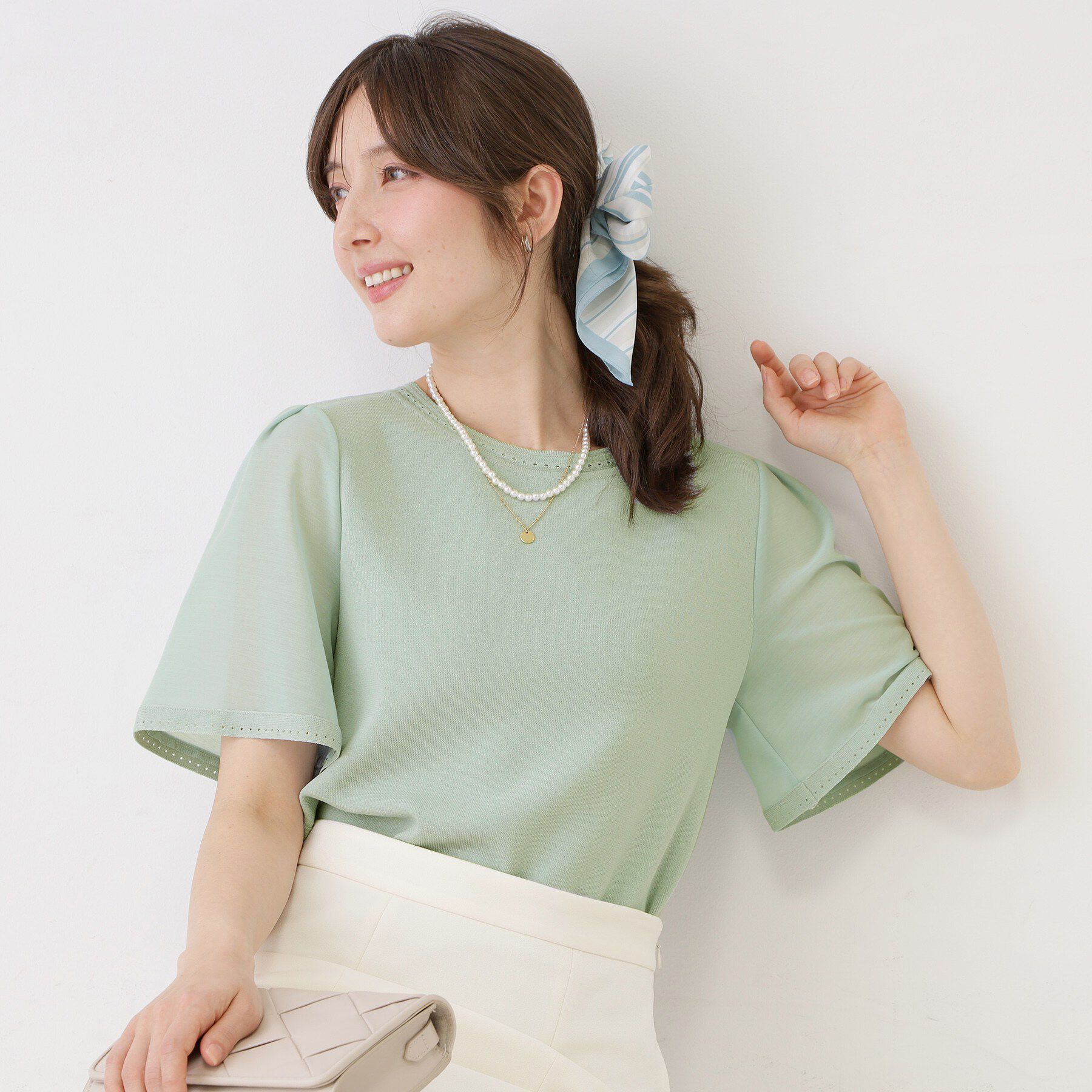 COUP DE CHANCE「【手洗い可／日本製】シアースリーブニット」|ニット・セーター|ミントグリーン(02