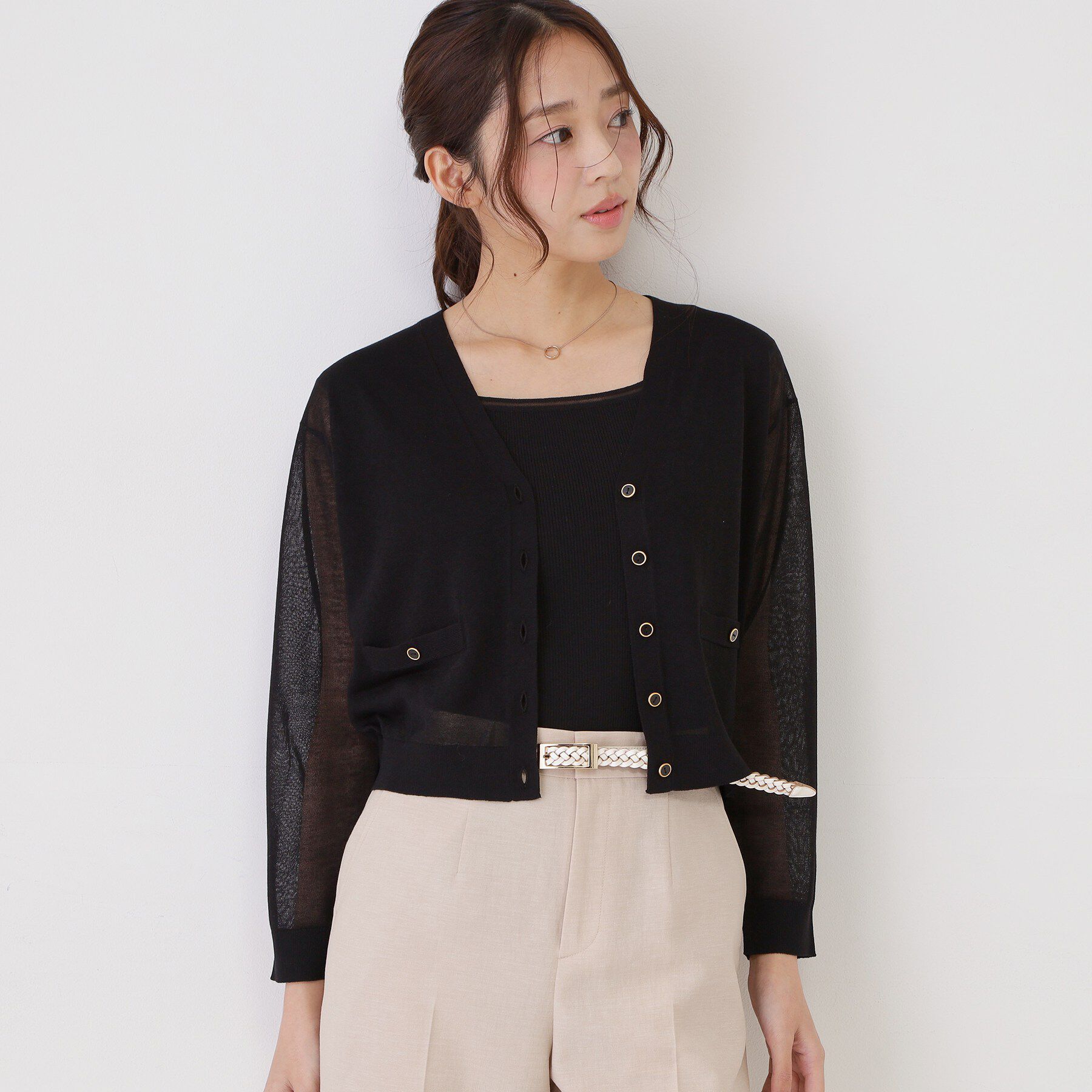 COUP DE CHANCE「【手洗い可】シアーカーディガン」|カーディガン|ブラック(019)