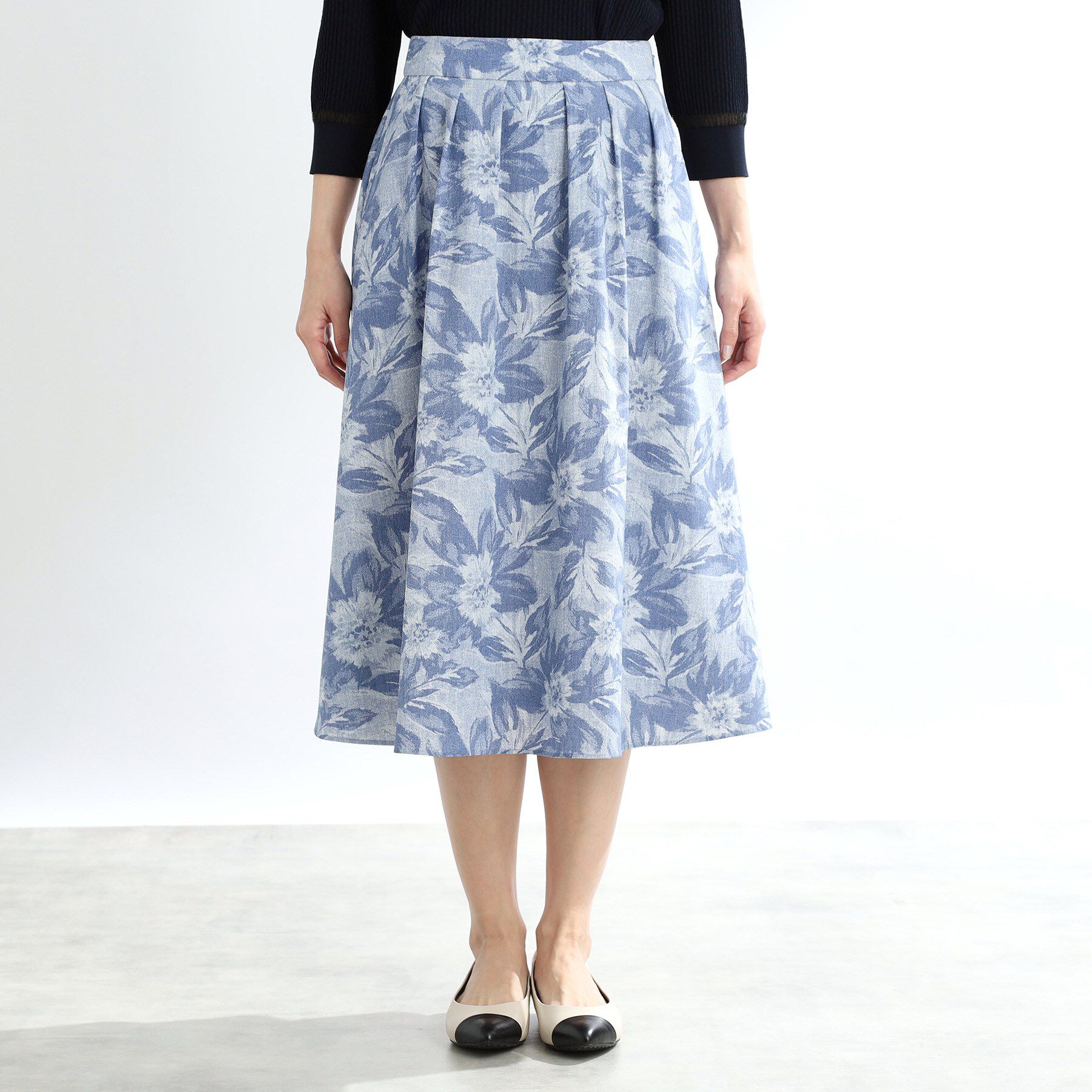 Reflect「【マシンウォッシュ可】デニムフラワーフレアスカート」|スカート|