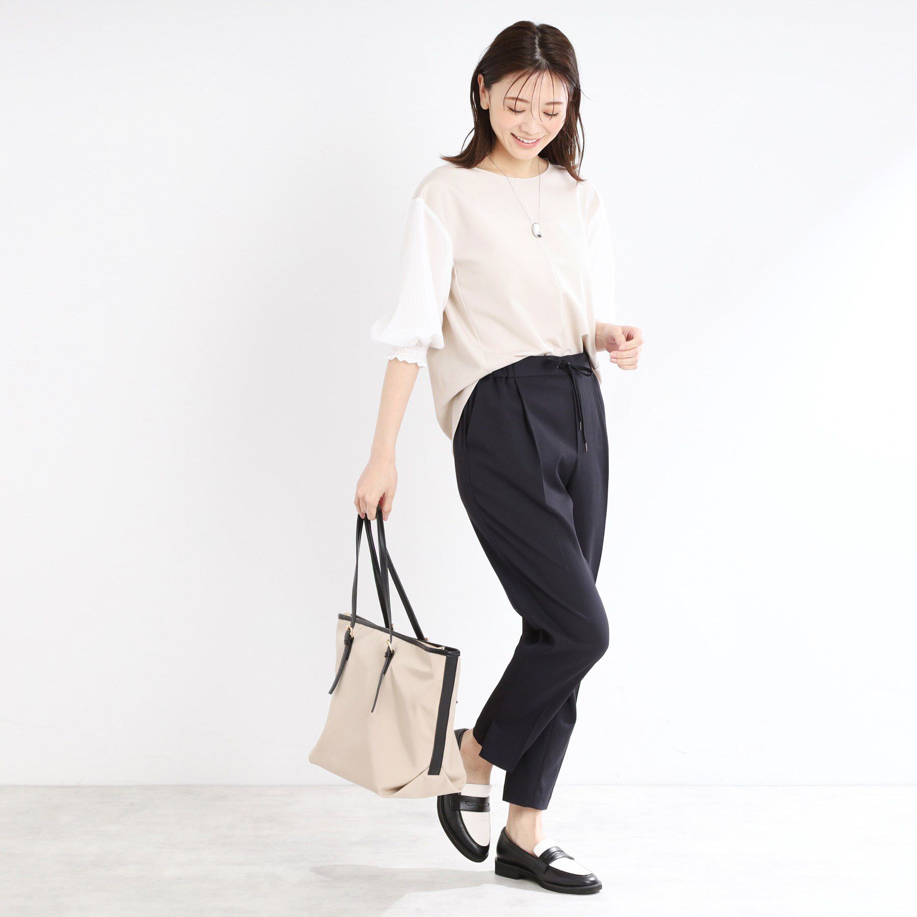 Reflect「【手洗い可】シアーストライプスリーブブラウス」|シャツ・ブラウス|