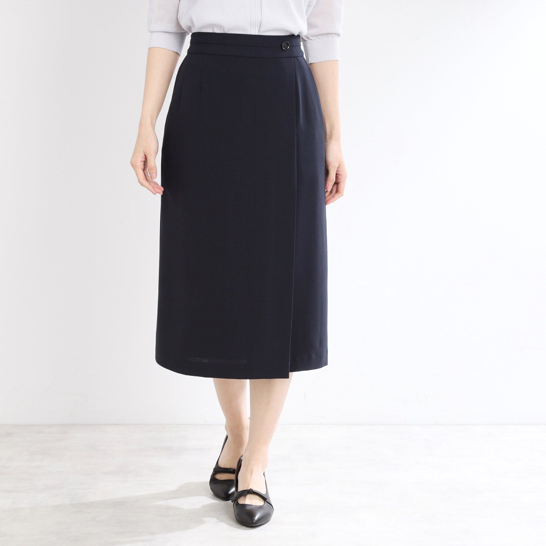 Reflect「【UVカット／洗える／セットアップ可】ラップ風ナロースカート」|スカート|ネイビー(094)