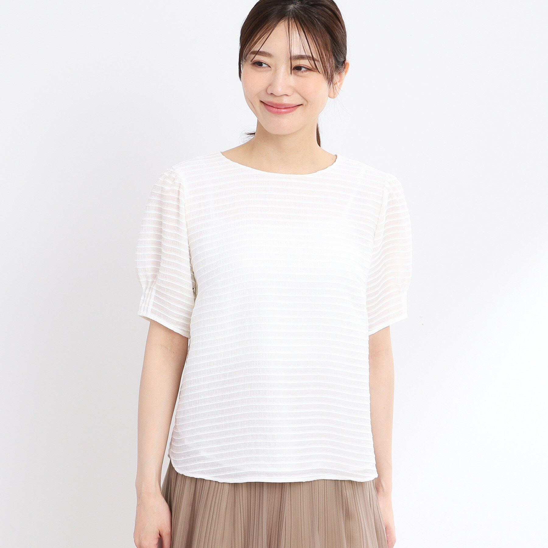 Reflect「【夏SALE／手洗い可】トゥインクルボーダーブラウス」|シャツ・ブラウス|