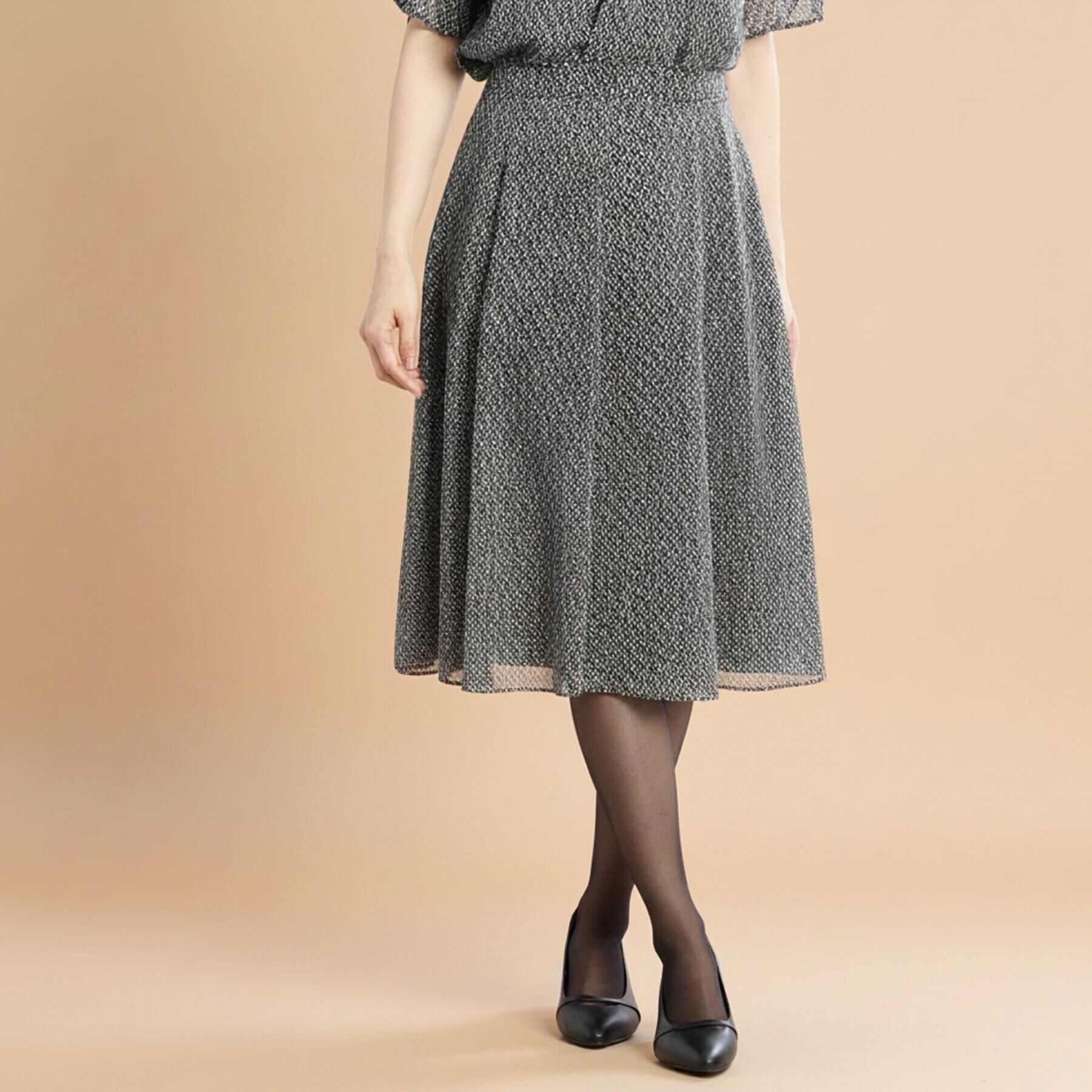 Reflect「【マシンウォッシュ可／セットアップ可】コツキ柄プリントフレアスカート」|スカート|ネイビー(194)