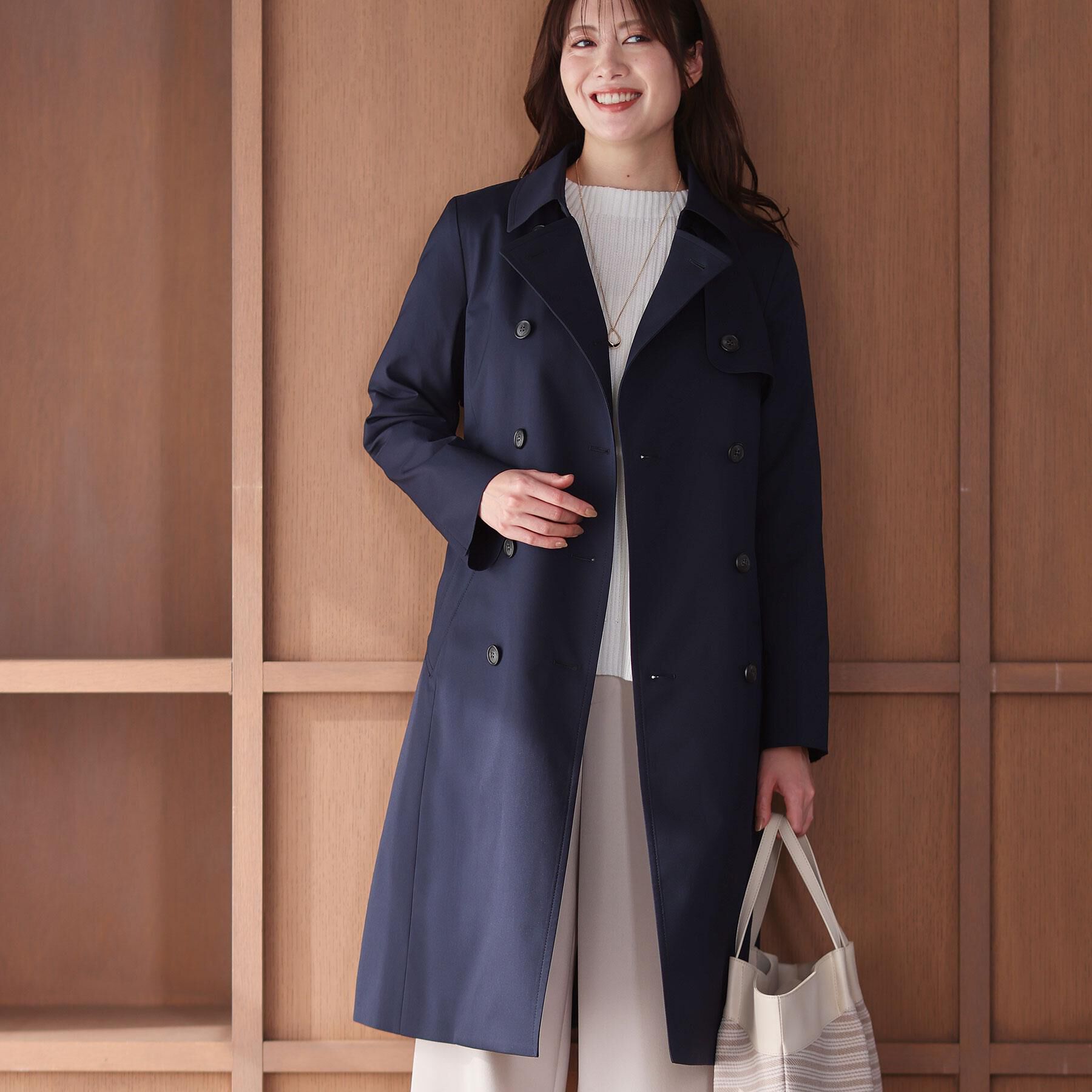 Reflect「【通勤／ライナー取り外し可】中綿ライナー付トレンチコート」|トレンチコート|ネイビー(094)