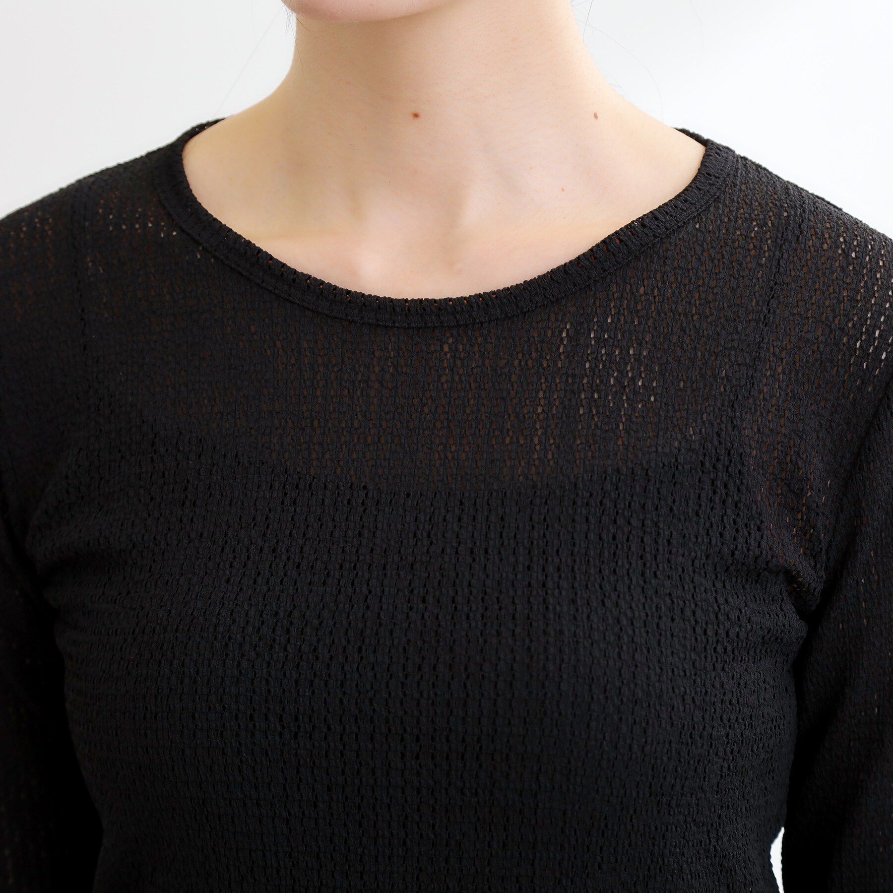 Reflect「【インナーにおすすめ◎】クルーネックレースジャージトップス」|Tシャツ・カットソー|