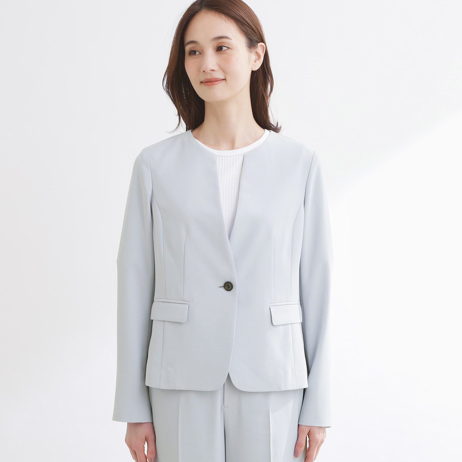 Reflect「【UVカット／接触冷感／セットアップ可】ノーカラージャケット」|テーラードジャケット|