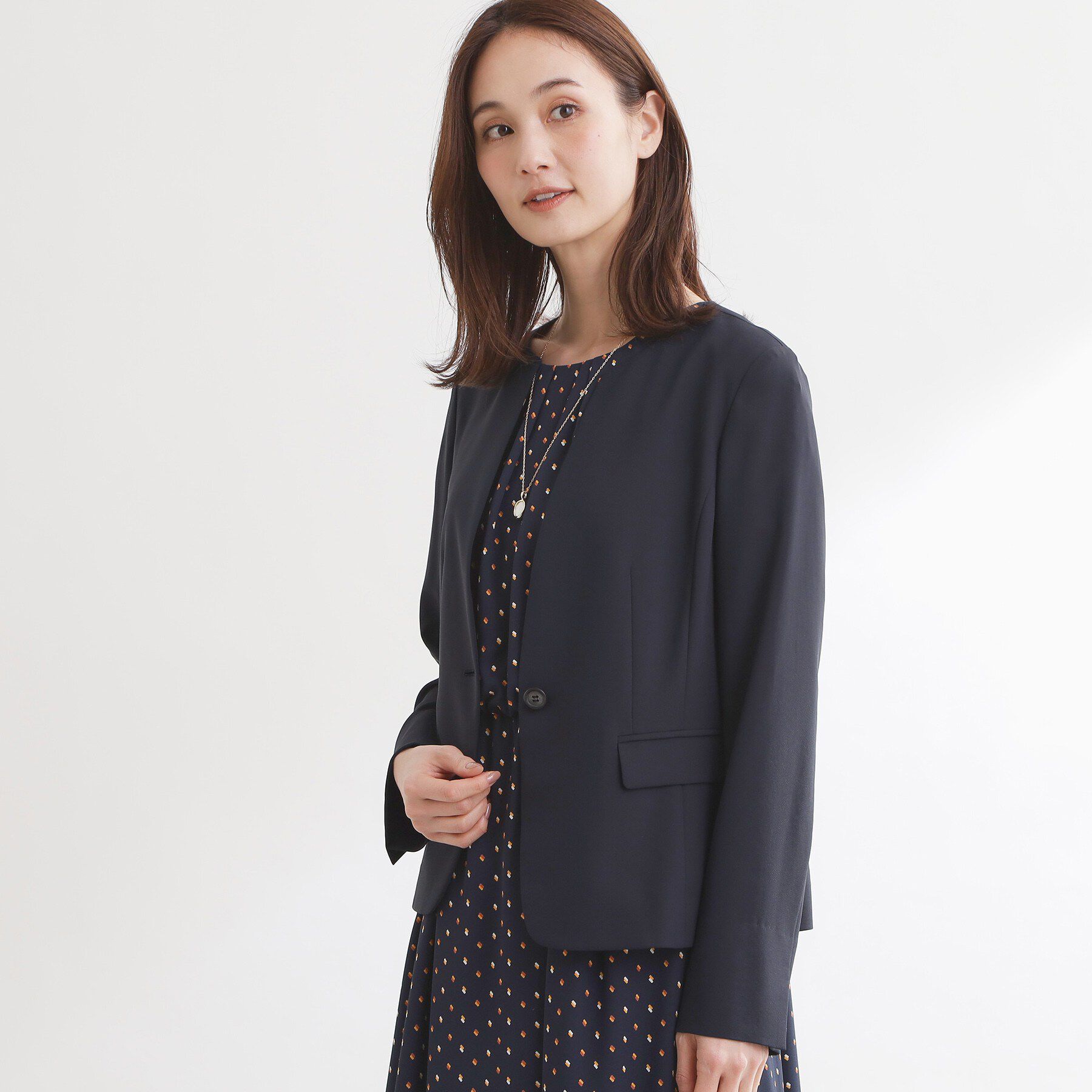 Reflect「【UVカット／接触冷感／セットアップ可】ノーカラージャケット」|テーラードジャケット|