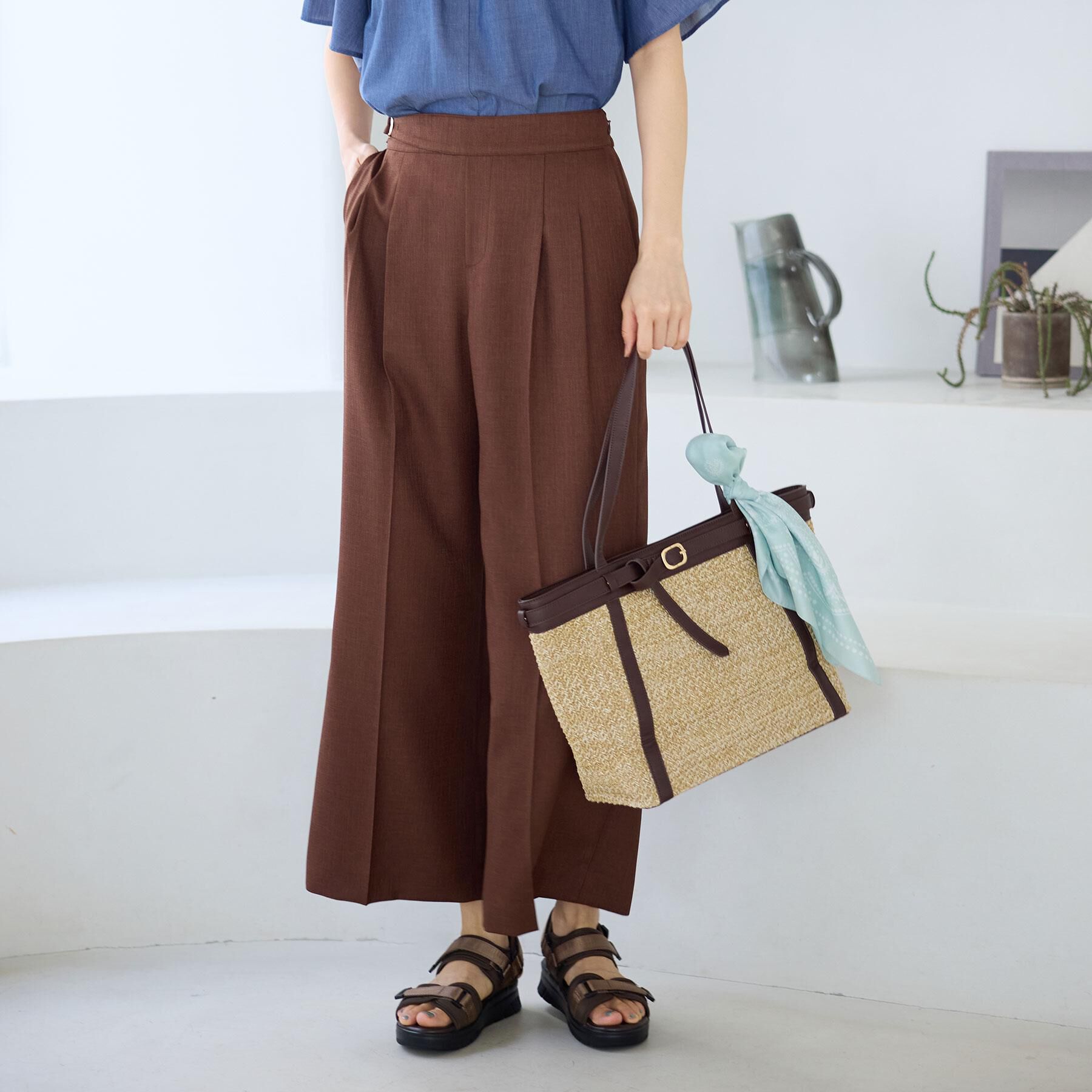 Reflect「グルカ風ベルトデザインワイドパンツ」|その他|ブラウン(043)