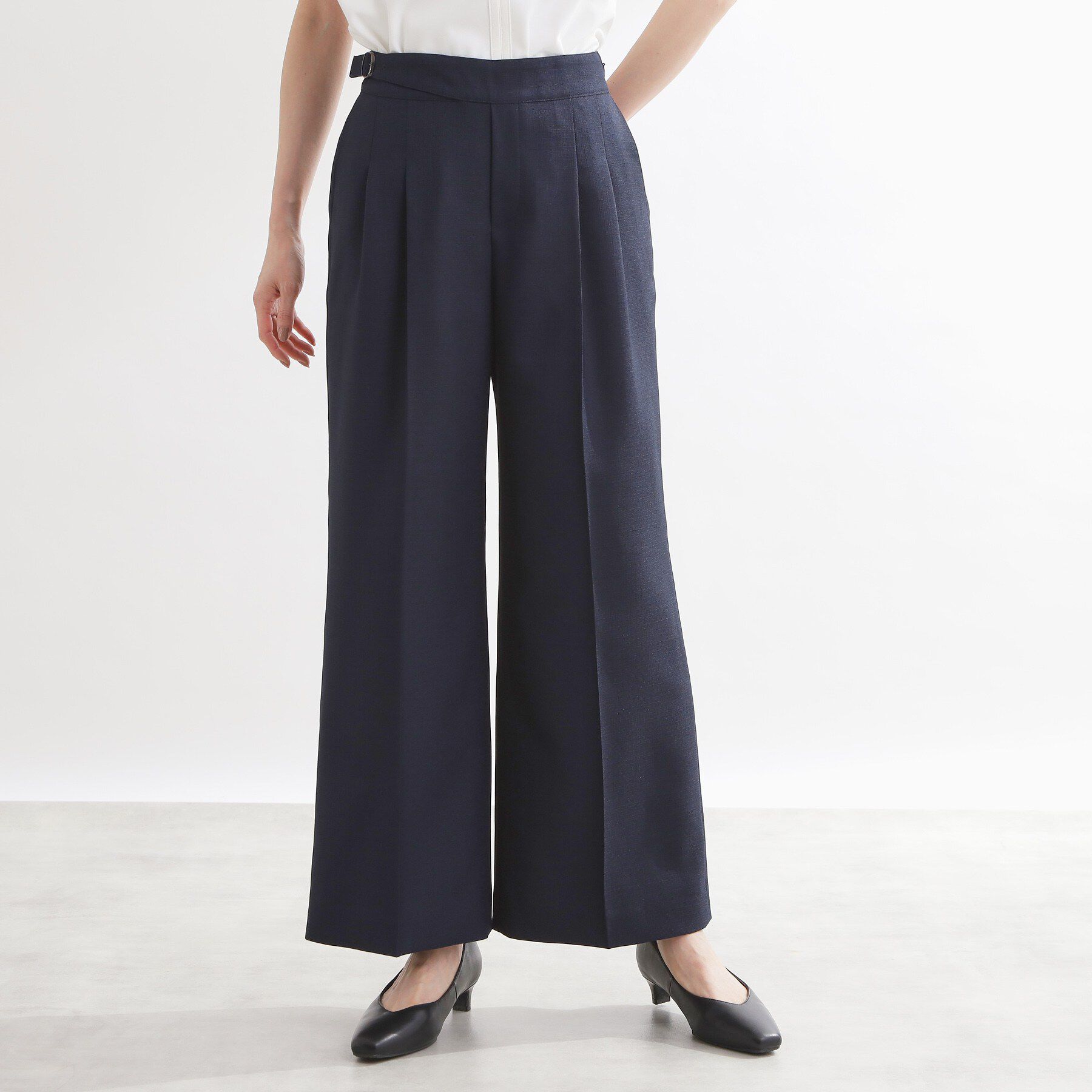 Reflect「グルカ風ベルトデザインワイドパンツ」|その他|ネイビー(094)