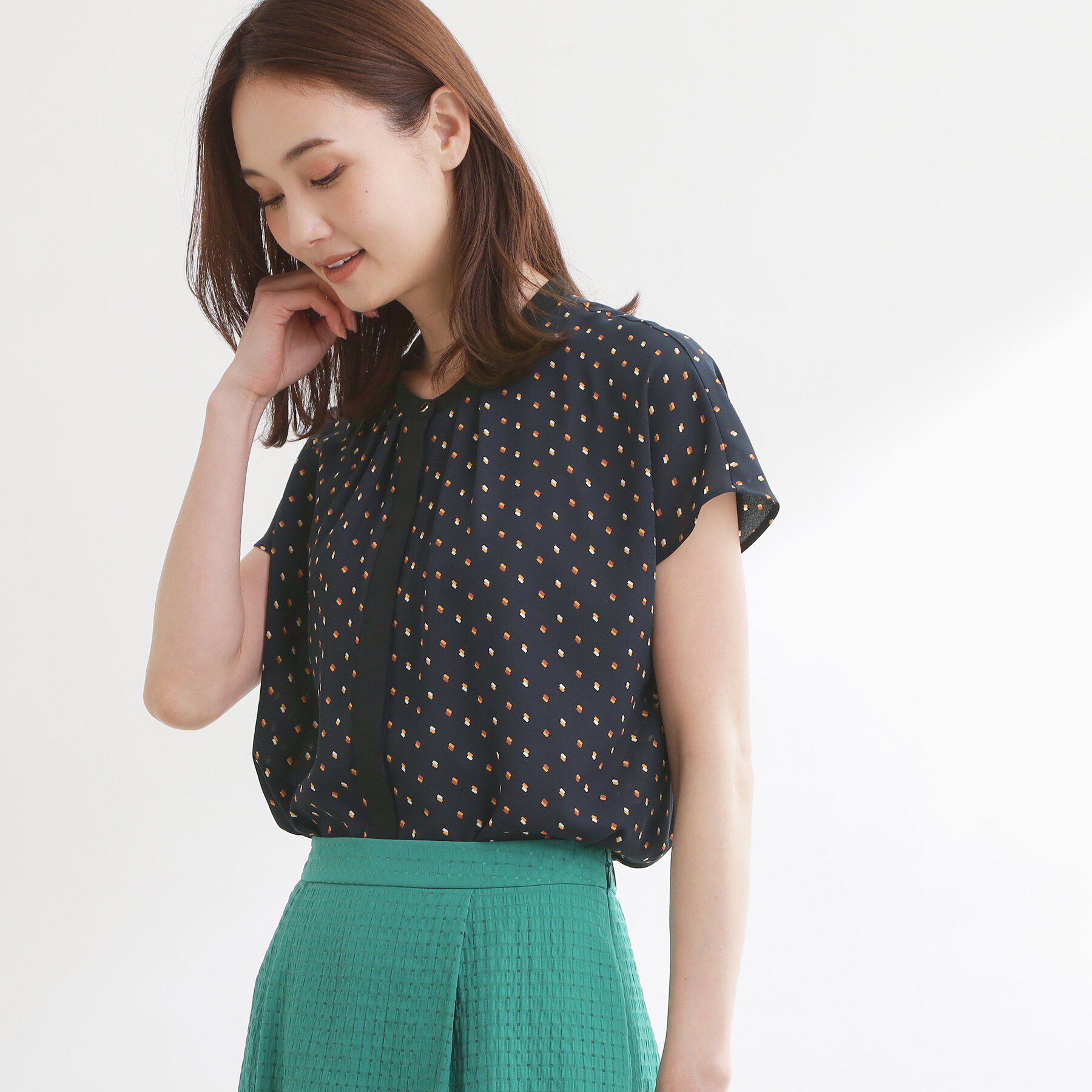 Reflect「【通勤におすすめ◎】ジョーゼットブラウス」|シャツ・ブラウス|ネイビー(194)