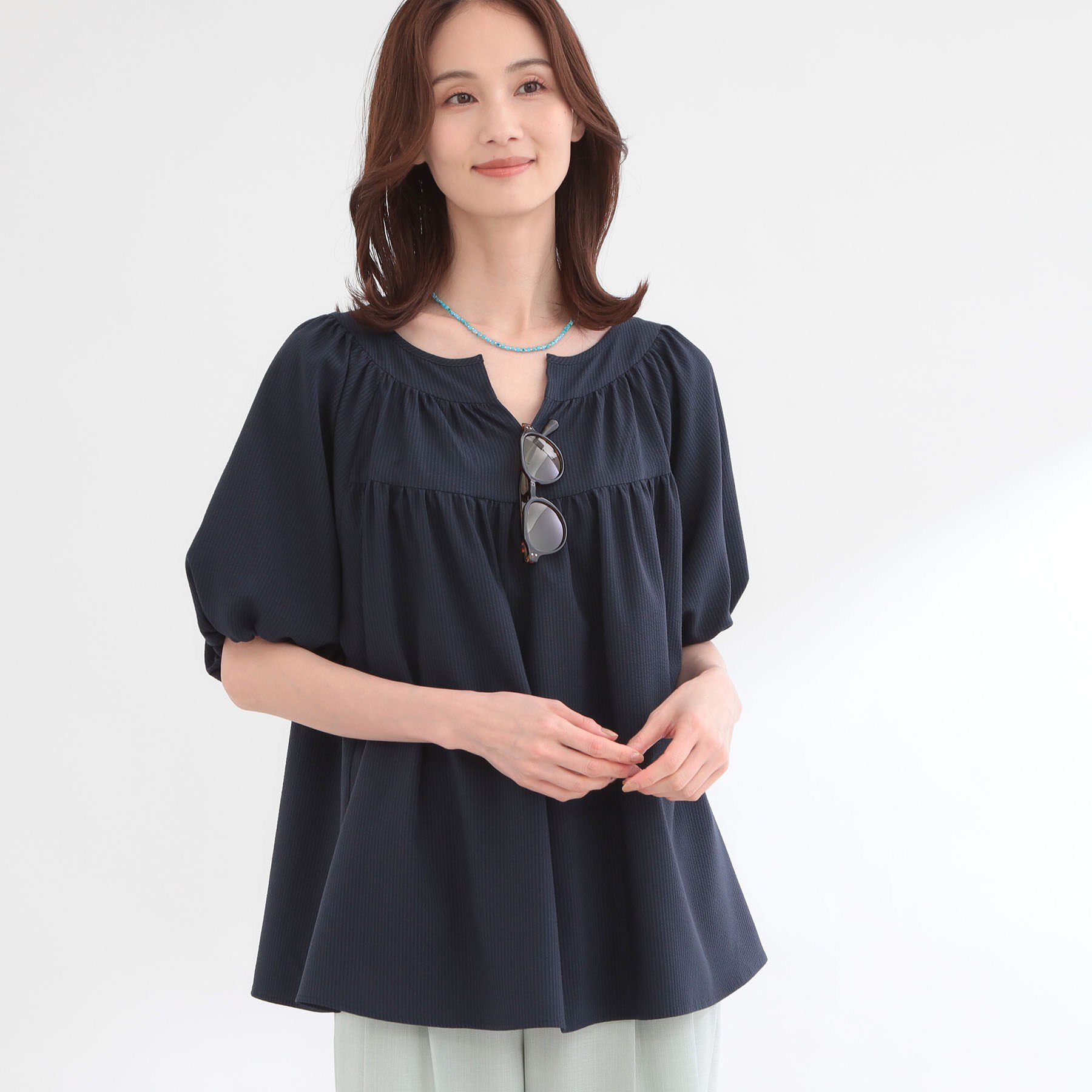 Reflect「ギャザーデザインブラウス」|シャツ・ブラウス|